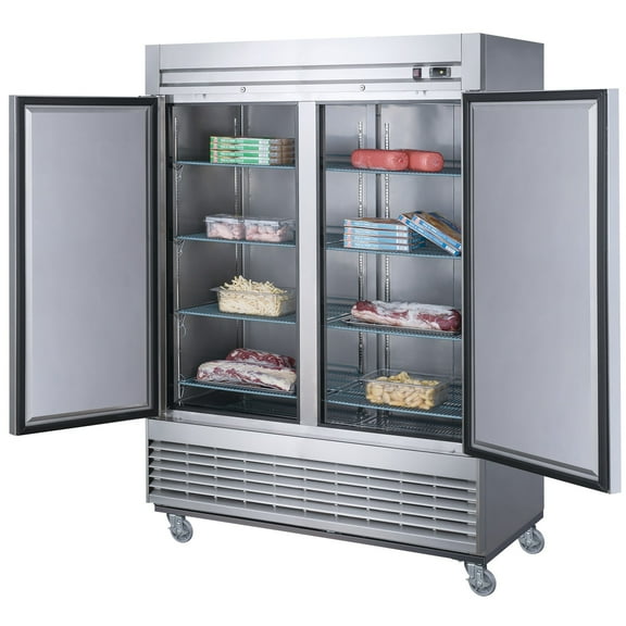 54 in. Heavy Duty Stainless Steel Two Door Upright Reach-in Commercial Freezer 40.7 Cu. Ft. NSF ETL