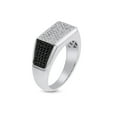 thumbnail image 2 of 1/2 Carat Round Cut Black And White Natural Diamond Men's Wedding Band Ring In 14k White Gold Over Sterling Silver (0.50 Cttw, I2-I3 Clarity) Ring Size-10.5, 2 of 3