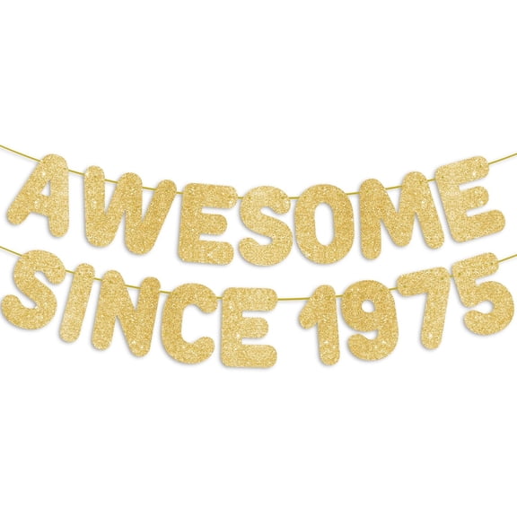 50th Birthday Party Decorations for Men & Women, Pre-Strung 50th Birthday Banner - Gold Glitter, Happy Fifty Anniversary Sign Gifts for Him & Her