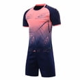 thumbnail image 6 of Sinleey Mens Soccer Jersey Training Uniform Teamwear Mesh Sport Shirts Tops with Drawstring Shorts Navy Blue 3XL, 6 of 7