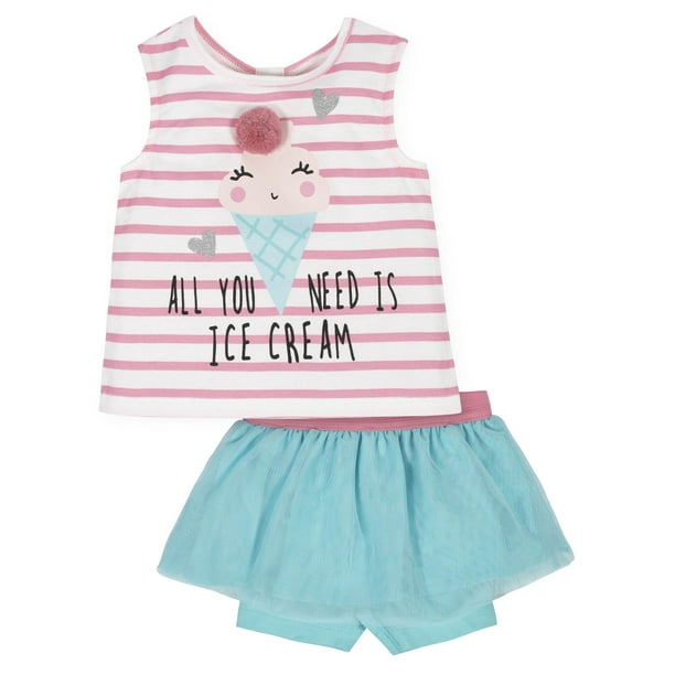 Gerber Baby Girl Tank Top and Bike Shorts Set, 2pc