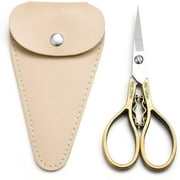 HITOPTY Small Precision Detail Scissors, 4.3in Sharp Pointed Tip Vintage Embroidery Shears W/Sheath for Craft, Sewing,