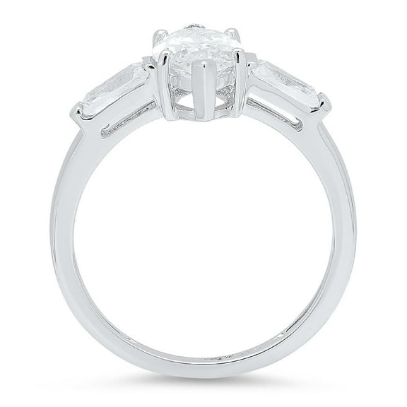 2 ct Marquise Cut Moissanite Three-Stone Engagement Ring for Women in 18K White Gold