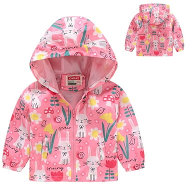 XIMIN Boys Fall Jacket Toddler Boys Girls Casual Jackets Printing Cartoon Hooded Outerwear Zipper Coats Long Sleeve Windproof Coats