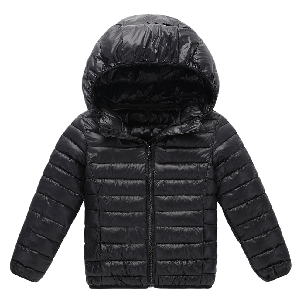 Boys Kids Winter Warm Puffer Fur Hooded Parka Padded Down Jacket Quilted Coat 