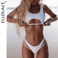 thumbnail image 2 of Bikini sexy con aberturas, traje de baño de mujer, micro traje de baño de corte alto, traje de baño elegante, conjunto de playa de 2 piezas, 2 of 4