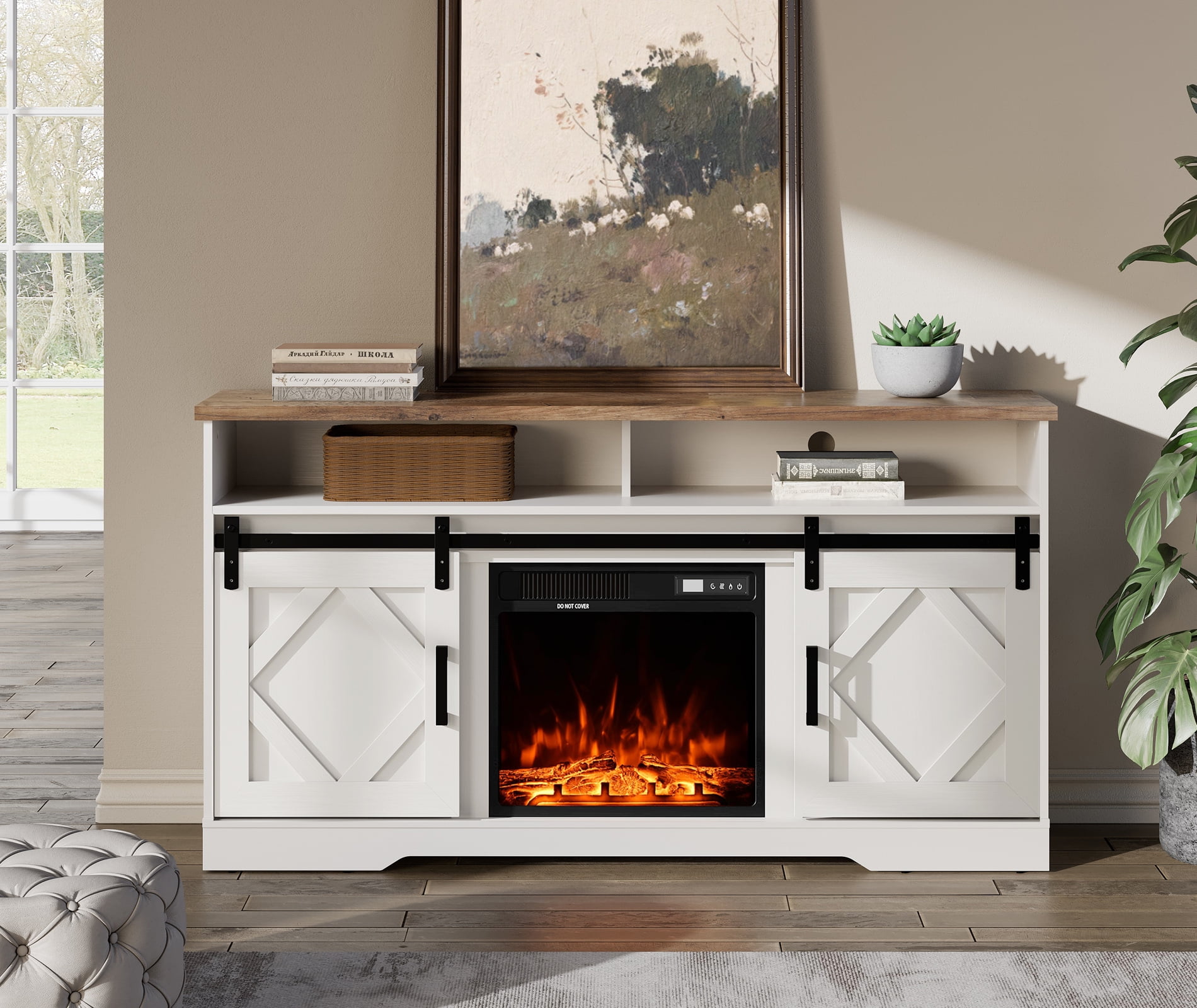 Buy Highboy Electric Fireplace TV Stand Entertainment Center for TVs up to 65, White Online at