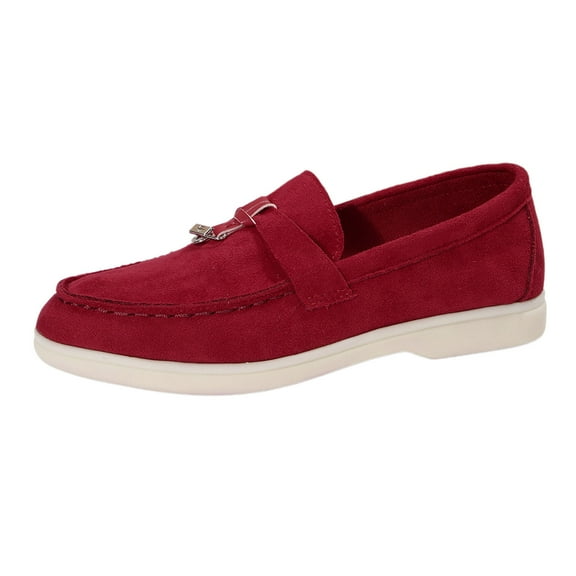 Xiaoxatg Fashion Women Casual Shoes Flat Bottom Non Round Toe On Suede Style for Everyday Wear and Casual Outings 8.5 Red
