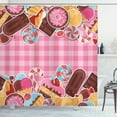 thumbnail image 1 of Ambesonne Sweets Shower Curtain, Candy Cookie Sugar Cake, 69"Wx75"L, Brown Pale Pink, 1 of 3