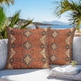 thumbnail image 3 of Throw Pillow Covers 26x26 Inch Set of 2, Brown Red Waterproof Outdoor Pillow Covers, Vintage Boho Ethnic Geometric Abstract Art Decorative Cushion Pillowcases for Couch, Sofa, Bed, Garden, Patio, 3 of 9