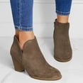 thumbnail image 2 of Suede Fall Boots for Women 2025 Stacked Heeled Booties Round Toe Zipper Heels Casual Ankle Boots, 2 of 5