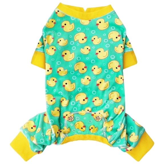 KYEESE Dog Pajamas, Yellow Ducks Pattern Dog Pjs, Dog Pajamas for Small Dogs, M