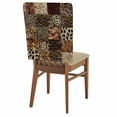 thumbnail image 2 of Vintage Leopard Print Dining Chair Back Cover Only, Animal Print Patchwork Style Art Painting Set of 6 Chair Back Covers, Removable Washable for Dining Room, Banquet & Holiday Decoration, 2 of 9