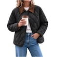 thumbnail image 2 of Xdegoge Quilted Barn Jacket for Women Lightweight Corduroy Collar Button Front Puffer Jacket Fall Winter Casual Outerwear with Pockets Black XL, 2 of 9
