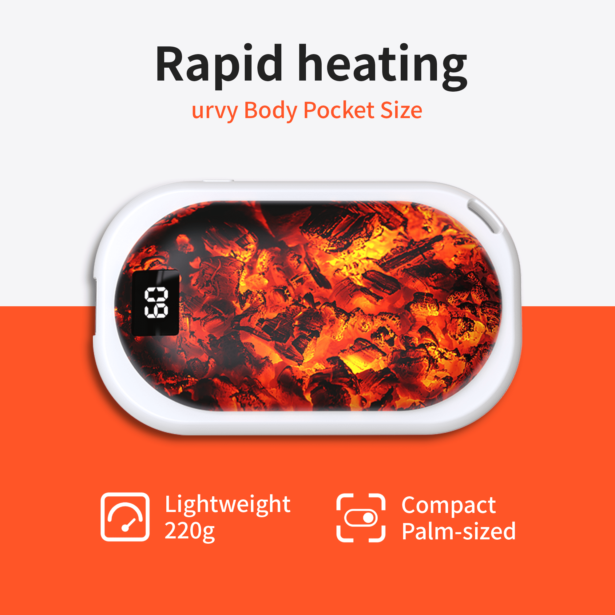 Rechargeable Hand Warmer 5000mAh with Charcoal Pattern,Portable Electric Hand Heater ,USB Battery Operated Handwarmer for Camping,Hiking,Hunting,Golf,Warm Tech Gifts（Black
