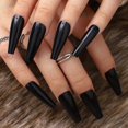 thumbnail image 1 of Prensa extra larga en las uñas Ataúd Púrpura Uñas postizas Bailarina Cubierta completa brillante Uñas artificiales para mujeres y niñas 24 piezas (negro) Sincero  Hogar, 1 of 2