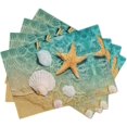thumbnail image 5 of Seashells and Starfish Placemats Set of 4, Summer Beach Table Mats, Linen Rectangle 12x18in Machine Washable Non Slip Table Place Mats for Kitchen Dining Table Home Decoration, 5 of 6