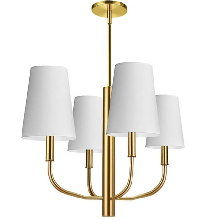 

Dainolite ELN-214C-AGB-790 Incandescent Pendant with Four Light Aged Brass & White Shades