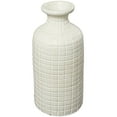 thumbnail image 6 of DecMode 19" Geometric Textured Cream Ceramic Vase with Checkered Pattern, 6 of 7
