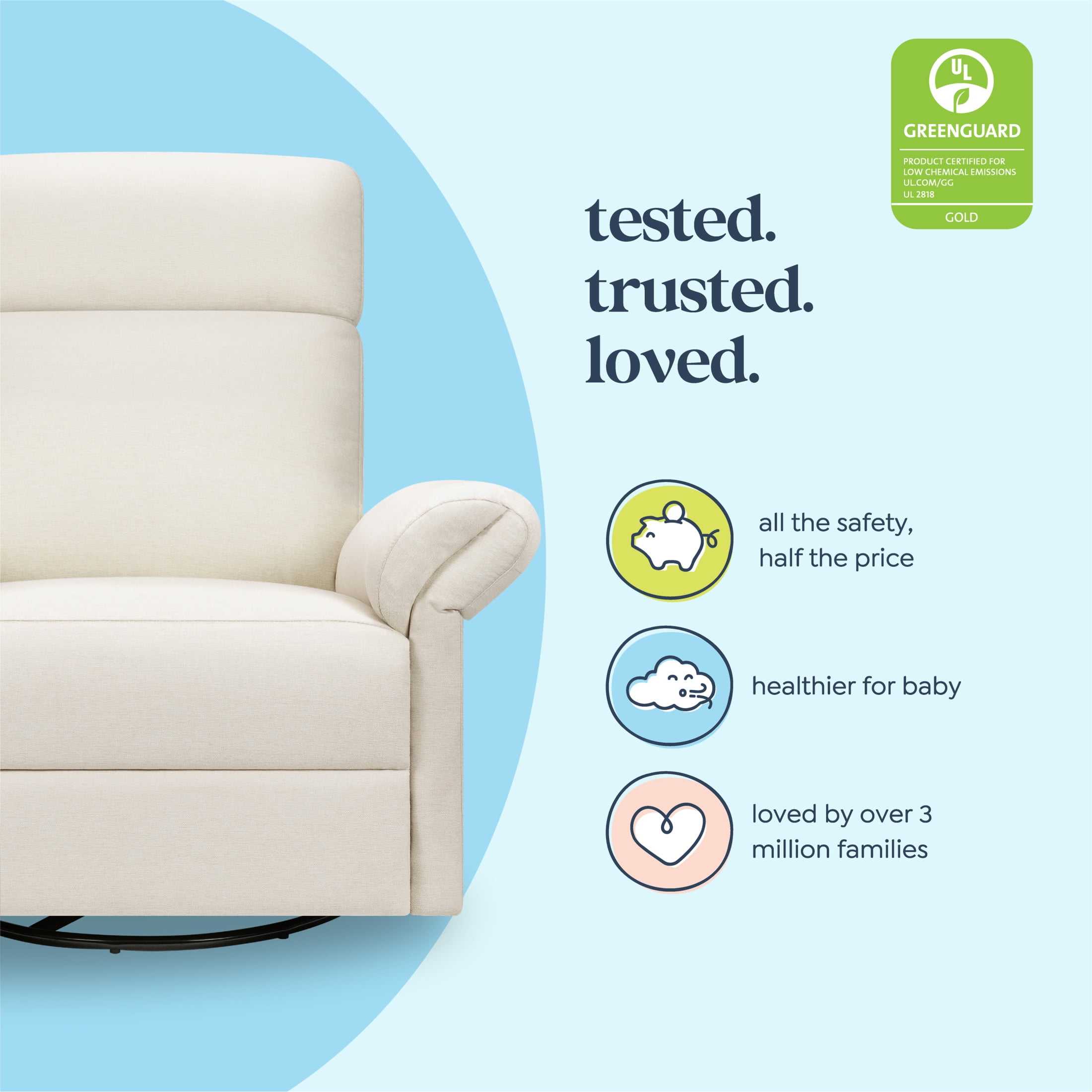 DaVinci Suzy Flex Recliner and Swivel Glider | Adjustable Headrest and Armrests