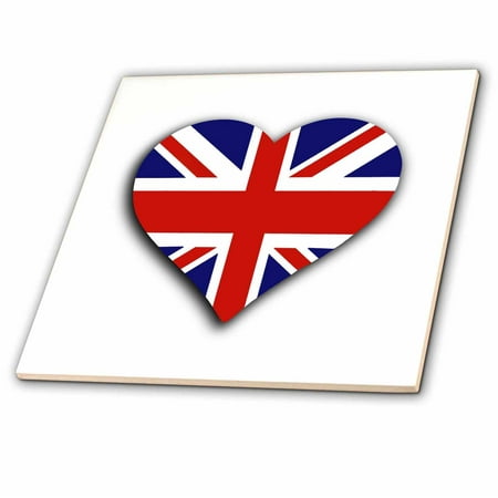 3dRose British Flag Heart - UK Union Jack for England and Great Britain fans - Ceramic Tile, (Best Tile Paint Uk)
