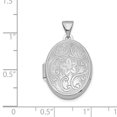 thumbnail image 2 of 925 Sterling Silver Polished Patterned Holds 2 photos Oval Floral Locket 28.1x17mm Wide-Locket Necklace for Women, 2 of 2