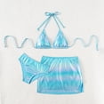 thumbnail image 2 of vigerkar Teen Girls Swimsuits 3 Piece Metallic Sets Bikini Tankini Swimwear Summer Beach 13-16T (Blue, 12-13 Years), 2 of 7