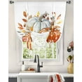 thumbnail image 3 of Orange White Pumpkins Fall Tie Up Curtains for Kitchen Bathroom Bedroom Windows 45 Inch Length, Maple Leaf Autumn Harvest Balloon Drape Curtains Shade Rod Pocket Drapery Curtain Panel, 34"x45", 3 of 7