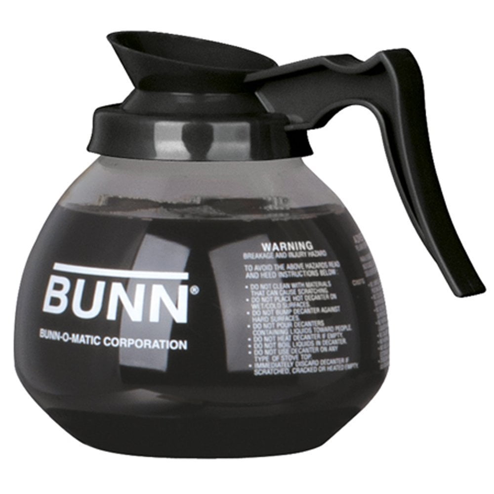 BUNN Coffee Pot Decanter Carafe Set of 2-1 Black Regular and 1 Orange Decaf 