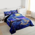 thumbnail image 3 of Feelyou Ocean Sailboat Nautical Queen Comforter Set, Mystic Galaxy Moon Bedding Sets, Vintage Oil Printing Reversible Bedding Comforter Set, Microfiber Bedroom Decor, 3-Piece, 3 of 8