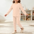 thumbnail image 7 of Kids Ribbed Knit Two Piece Loungewear Set Crew Neck Long Sleeve Top & Elastic Waist Straight Pants, Soft Stretchy Matching Outfit for Homewear Daily Casual Wear Yellow 2-3 Years, 7 of 7
