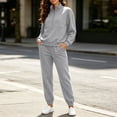thumbnail image 2 of fheaev 2 Piece Outfits for Women Casual Half Zip Sweatshirt Jogger Sweatpants with Pockets Fall Winter Outfit Gray,XL, 2 of 8