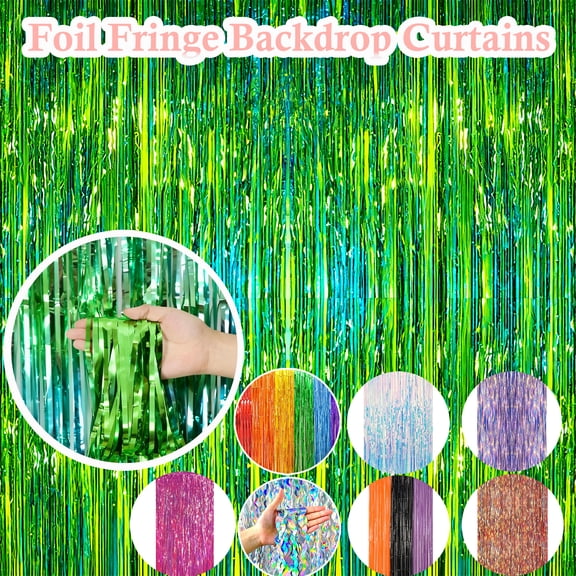 2.0m Colorful Golden Rain Silk Curtain for Birthday Party Wedding Decorations, Shiny Metallic Backdrop for Outdoor Festival Events, Rain Silk Door Curtain for Party Photo Booths, HAODEJW