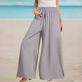 thumbnail image 2 of Bovemsi Casual Pants for Women Womens Wide Leg High Waisted Adjustable Tie Knot Flowy Trousers Beach Palazzo Casual Wide Leg Trousers with Pockets, 2 of 5