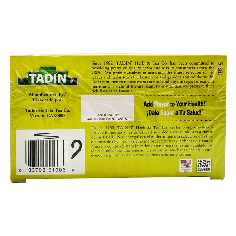 Tadin Rinosan Natural Supplement Herbal Tea Bags, Caffeine-Free