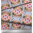 thumbnail image 3 of Soimoi Velvet Fabric Floral,Hummingbird & Squirrel Animal Printed Fabric 1 Yard 58 Inch Wide, 3 of 3
