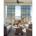 thumbnail image 6 of Blue Beige Coastal Beach Blackout Curtains for Bedroom Living Room Darkening Curtains 84 Inch Length 2 Panels Set Summer Ocean Wave Starfish Window Curtain Window Treatment Grommet Drapes 42"x84", 6 of 9