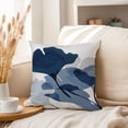thumbnail image 3 of Ethan Taylor Botanical Throw Pillow Soft Cushion Cover 'Blue Botanicals II Leaves' Modern Pattern Decorative Square Accent Pillow Case, 16x16 Inches, Blue, White, 3 of 5
