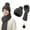 #062-Gray, variant on Roncen Women's Winter Knit Hat and Scarf Set, Thick Ribbed Beanie with Pom Pom & Ear Flap Design, Warm Scarf Set