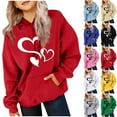 thumbnail image 5 of Atogsazn Children's Girls Valentine's Day Hoodies Kids Casual Long Sleeve Hooded Sweatshirt Fashion Athletic Clothes 02-Blue 11-12 Years, 5 of 5