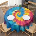 thumbnail image 3 of Colorful Rainbow Tie Dye Spiral Pattern Round Tablecloth 60"x60",Wrinkle Wipeable Table Cloth for Kitchen Dining Room Picnic Patio Party, 3 of 6