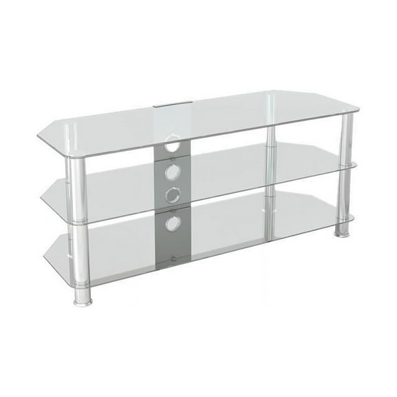 AVF Steel Glass TV Stand with Cable Management for up to 55" TVs in Clear/Chrome