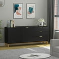 Modern Wood Entryway Console Table with Storage, 2 Doors, 3 Drawers, Sideboard Accent