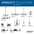 thumbnail image 3 of Winslett Collection Nine-Light Matte Black Clear Seeded Glass Coastal Chandelier Light, 3 of 4