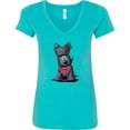 thumbnail image 3 of Inktastic Scottie Dog in Plaid Women's V-Neck T-Shirt, 3 of 5