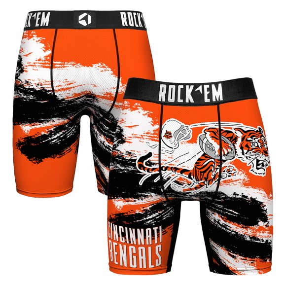 Men's Rock Em Socks  Cincinnati Bengals Gridiron Classic Paint Boxer Briefs