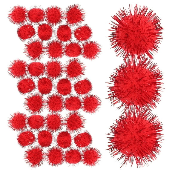 ULTNICE 50pcs Red Pompoms Cheerleading Fluffy Pompoms for Clothing and