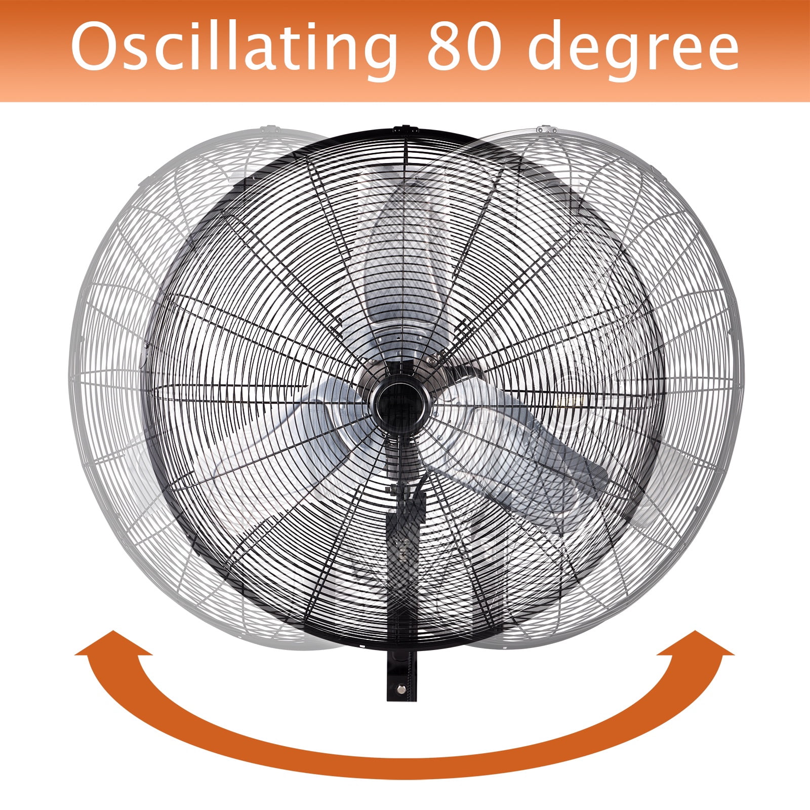 24in. Indoor and Outdoor Use High Velocity Wall Fan with Oscillation Black with Safety GFCI Plug