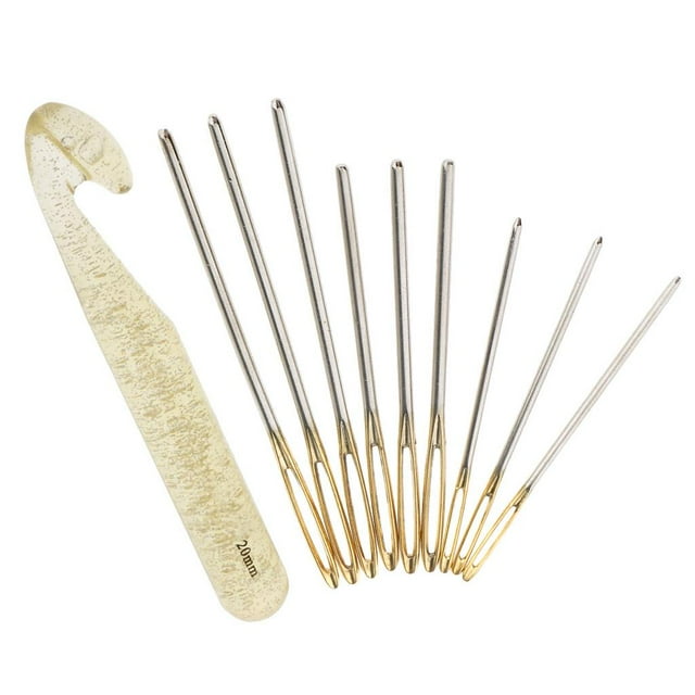9 Piezas 3 Tamaños Herramientas de de material acero Inoxidable Tejer s de Agujas Romas Y de Ganchos de Ganchillo para Niños Hugo Set de agujas de coser