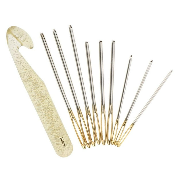 9 Piezas 3 Tamaños Herramientas de de material acero Inoxidable Tejer s de Agujas Romas Y de Ganchos de Ganchillo para Niños Hugo Set de agujas de coser